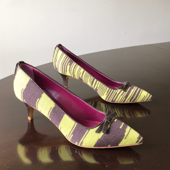 Missoni lime green fabric & Leather 9M Heels.